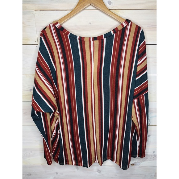 Colorful Vertical Striped Long Sleeve Sweater with Twist - Picture 7 of 7
